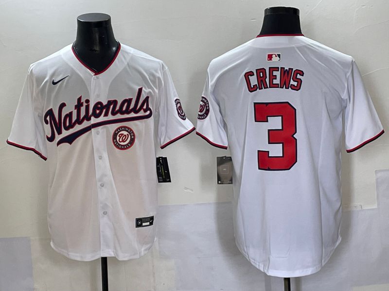 Men 2025 Washington Nationals #3 Crews White Game Nike MLB Jersey style 6->washington nationals->MLB Jersey